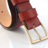 Ceinture ou ceinturon marron en cuir, boucle en laiton "Boris"