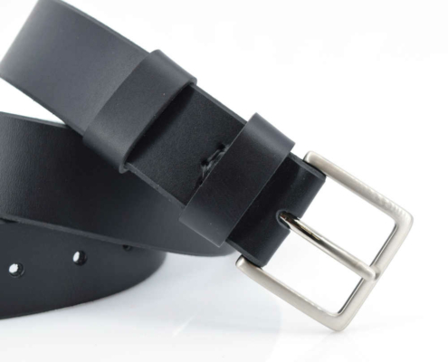 Ceinture ou ceinture noir en cuir, boucle en laiton "Boris"