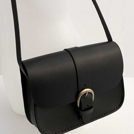 Sac noir en cuir pour femme à bandoulière "P'tit Marn"