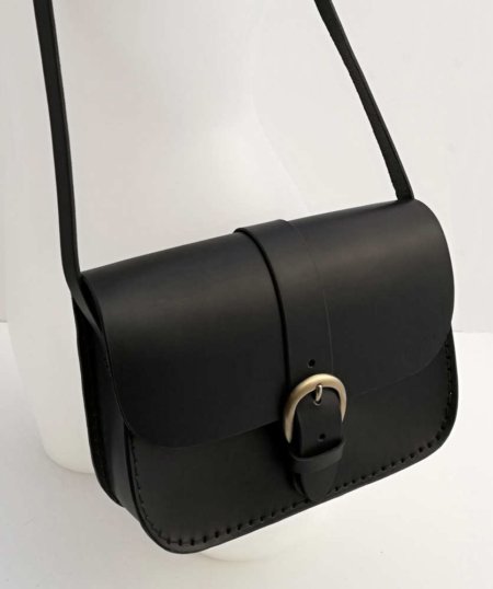 Sac noir en cuir pour femme à bandoulière "P'tit Marn"