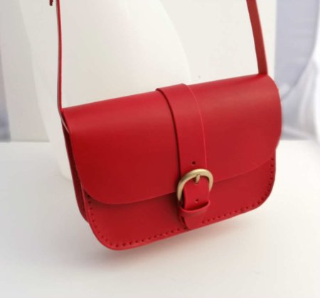 Sac rouge en cuir pour femme à bandoulière "P'tit Marn"