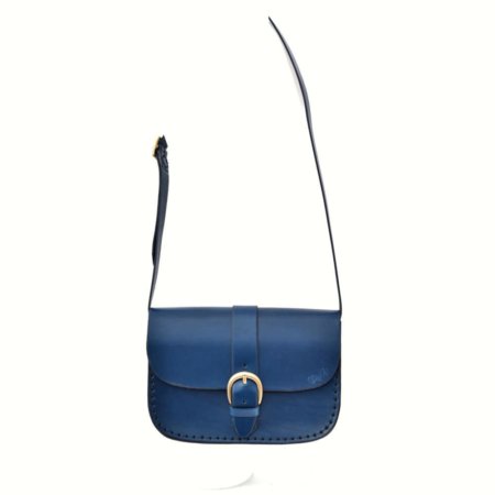 Sac bleu marine en cuir pour femme à bandoulière "P'tit Marn"