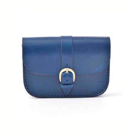 Sac bleu marine en cuir pour femme à bandoulière "P'tit Marn"