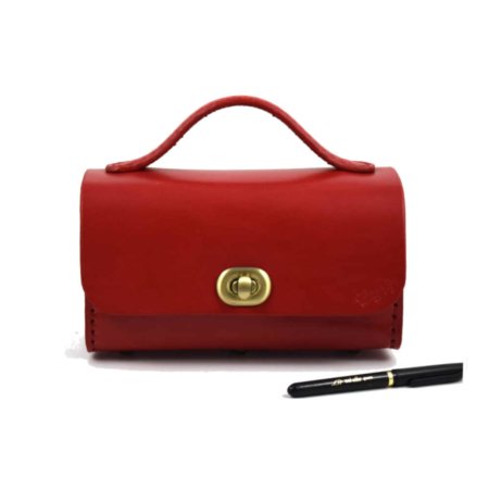 Sac à main rouge "p'tit rond" - tout en cuir