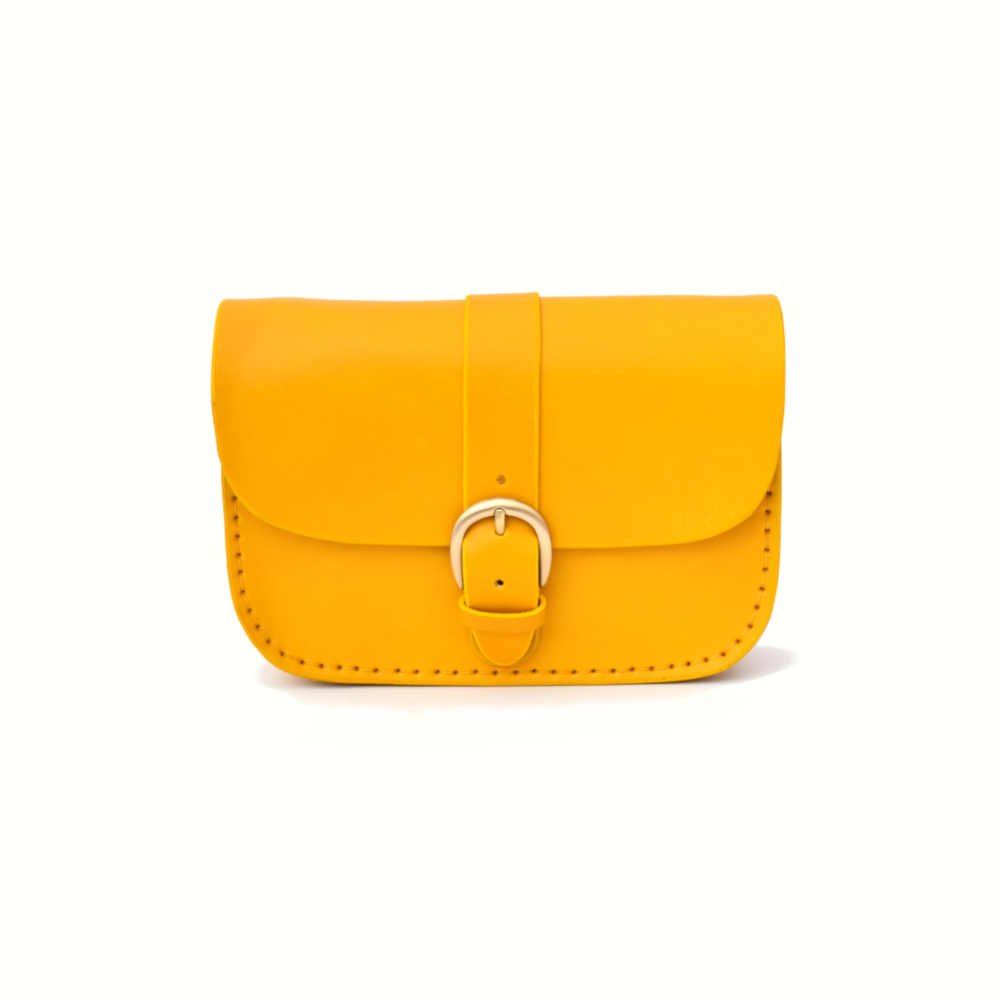 Sac jaune en cuir pour femme à bandoulière P'tit Marn