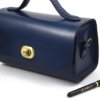 Sac à main bleu marine "p'tit rond" - tout en cuir