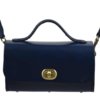 Sac à main bleu marine "p'tit rond" - tout en cuir