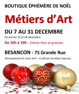 Boutique éphémère à Besançon du 7 au 31 décembre 2019