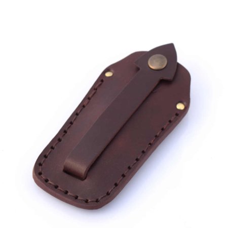 Etui à clés ou porte-clés en cuir marron chocolat