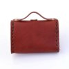 Porte monnaie en cuir marron fauve de type "Cartable"