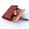 Porte monnaie en cuir marron fauve de type "Cartable"