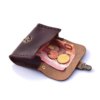 Porte monnaie en cuir marron chocolat de type "Cartable"