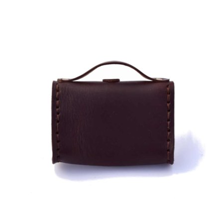 Porte monnaie en cuir marron chocolat de type "Cartable"