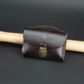 Porte monnaie en cuir marron chocolat de type "Cartable"