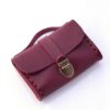 Porte monnaie en cuir rouge Bordeaux de type "Cartable"