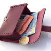 Porte monnaie en cuir rouge Bordeaux de type "Cartable"