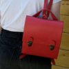 Sac à dos rouge en cuir "petit modèle" - fabrication artisanale