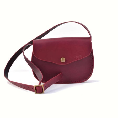 Sac rouge Bordeaux en cuir à bandoulière "Cerise" pour femme