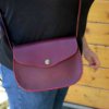 Sac rouge Bordeaux en cuir à bandoulière "Cerise" pour femme