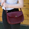 Sac rouge Bordeaux en cuir à bandoulière "Cerise" pour femme