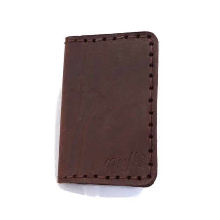 Étui porte-cartes bancaires en cuir marron chocolat