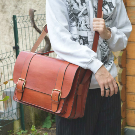 Grand cartable en cuir