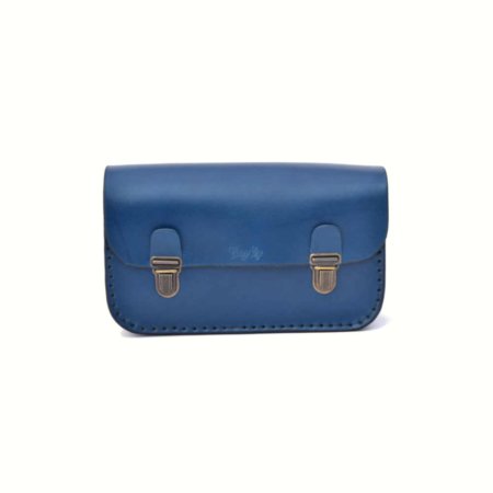 Sac bleu à bandoulière en cuir "Tuck" - Tannage végétal