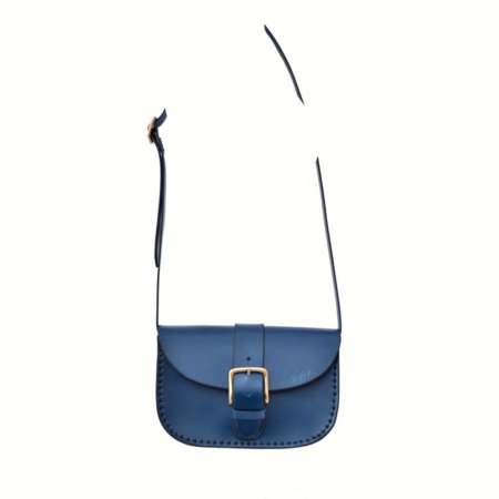 Sac bleu pour femme à bandoulière "Joly", Tannage végétal