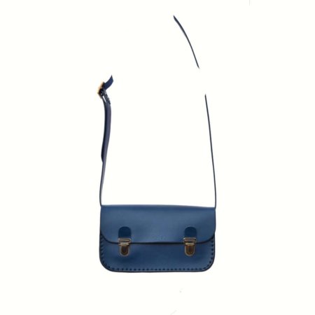 Sac bleu à bandoulière en cuir "Tuck" - Tannage végétal