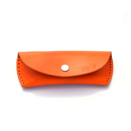 Étui à lunettes en cuir orange - by "Les Cuirs Ney"