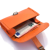 Porte monnaie en cuir orange de type "Cartable"