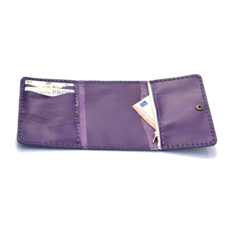 Portefeuille en cuir violet à 3 volets