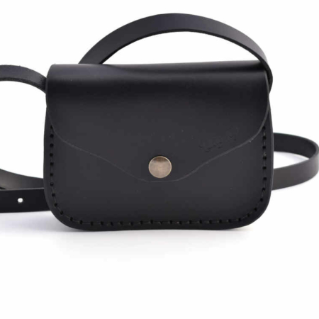 Petit sac noir en cuir à bandoulière "Camille" - fermeture aimant