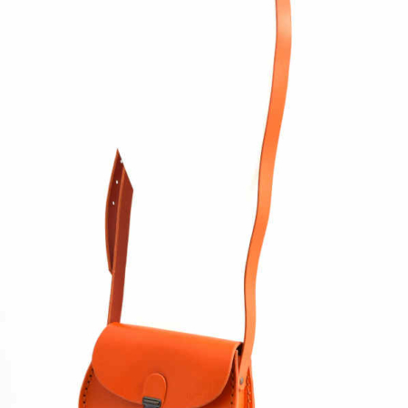 Petit sac orange en cuir à bandoulière "Justine"