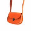 Petit sac orange en cuir à bandoulière "Justine"