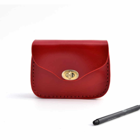 Petit sac rouge en cuir à bandoulière "Camille"