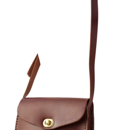 Sac marron "noisette" en cuir à bandoulière "Cerise"