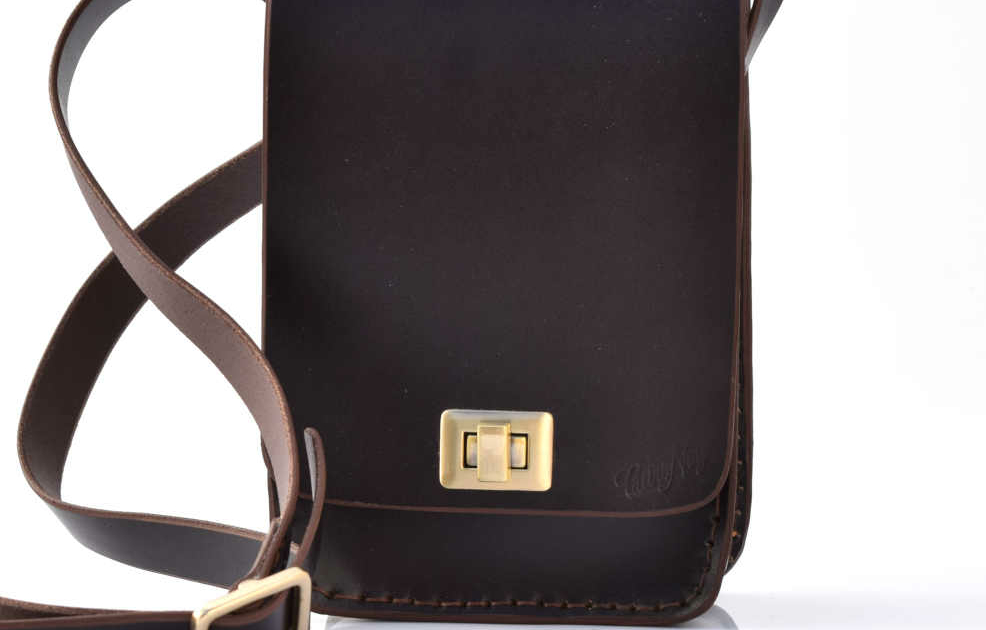 Sacoche cuir marron foncé pour homme à bandoulière "Son"