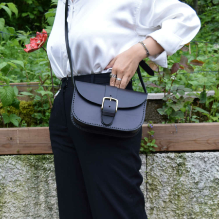 Sac femme à bandoulière "Joly", en cuir noir
