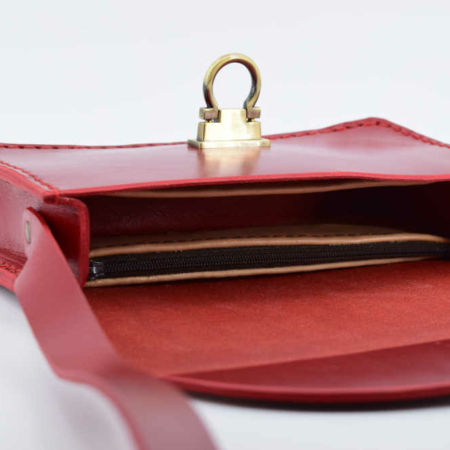 Sac en cuir pour femme à bandoulière "mimi", cuir rouge