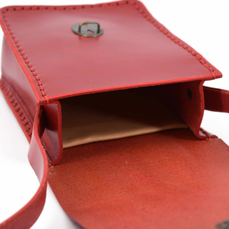 Sacoche en cuir rouge "Rog" à bandoulière