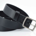 Ceinture noire en cuir avec boucle en laiton "Marc" - 3cm