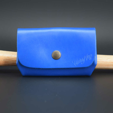 Porte-monnaie bleu clair "Grand Père" en cuir (grand modèle)