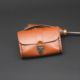 Porte monnaie en cuir Camel de type "Cartable"