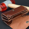 Porte-monnaie marron fauve "Grand Père" en cuir (grand modèle)