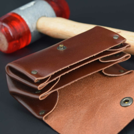 Porte-monnaie marron fauve "Grand Père" en cuir (grand modèle)