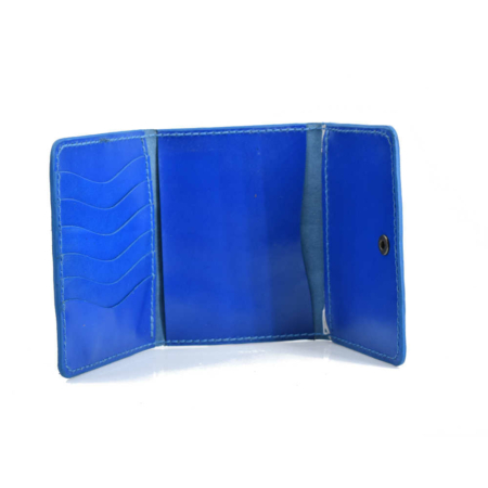 Portefeuille en cuir bleu clair à 3 volets