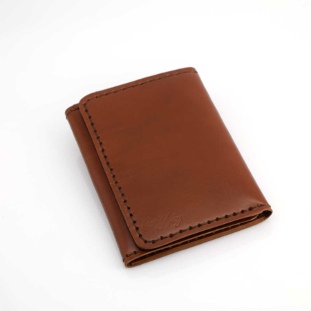 Portefeuille en cuir marron Cognac / Camel à 3 volets