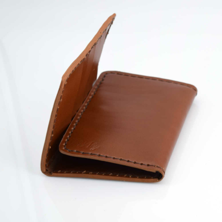 Portefeuille en cuir marron Cognac / Camel à 3 volets