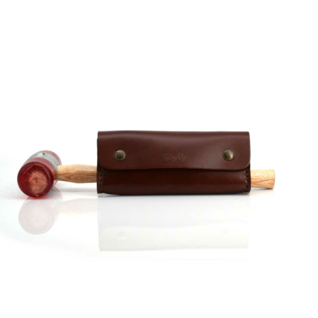 Trousse en cuir marron fauve - tannage végétal